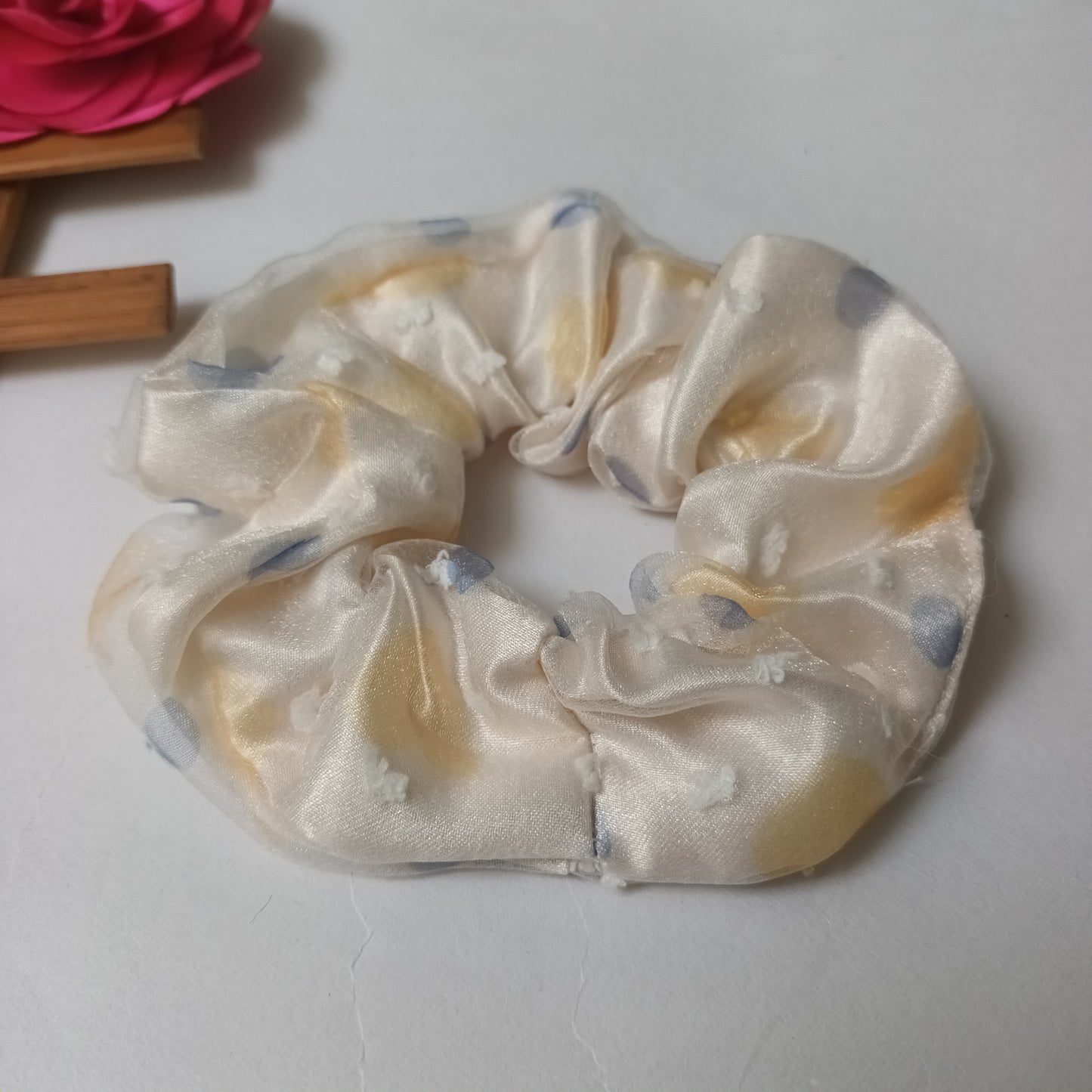 ASRA yellow satin organza scrunchie