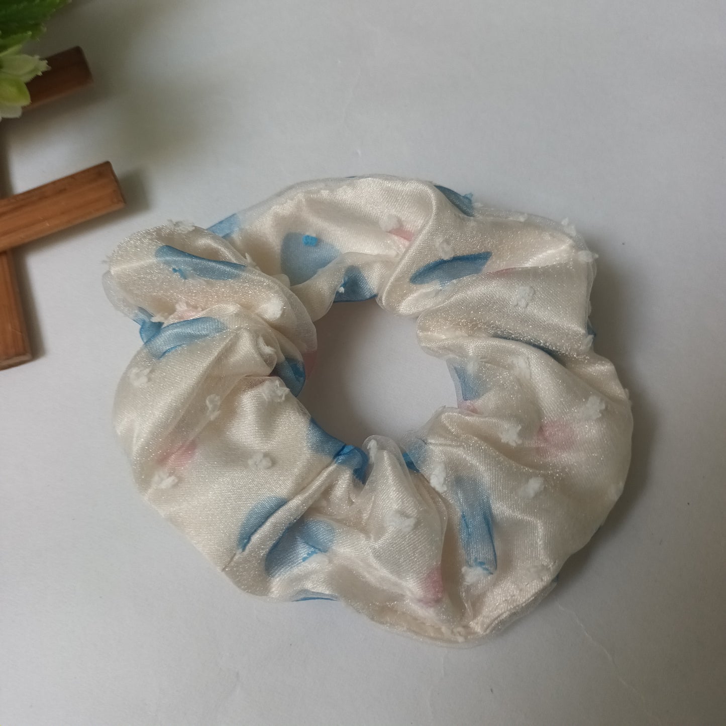 ASRA light blue satin organza scrunchie