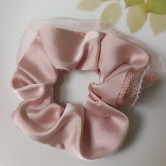 Mahina pastel pink satin organza scrunchie