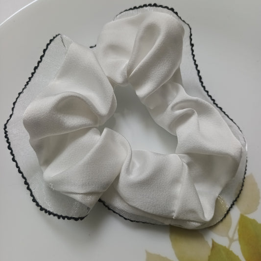 Mahina white satin organza scrunchie