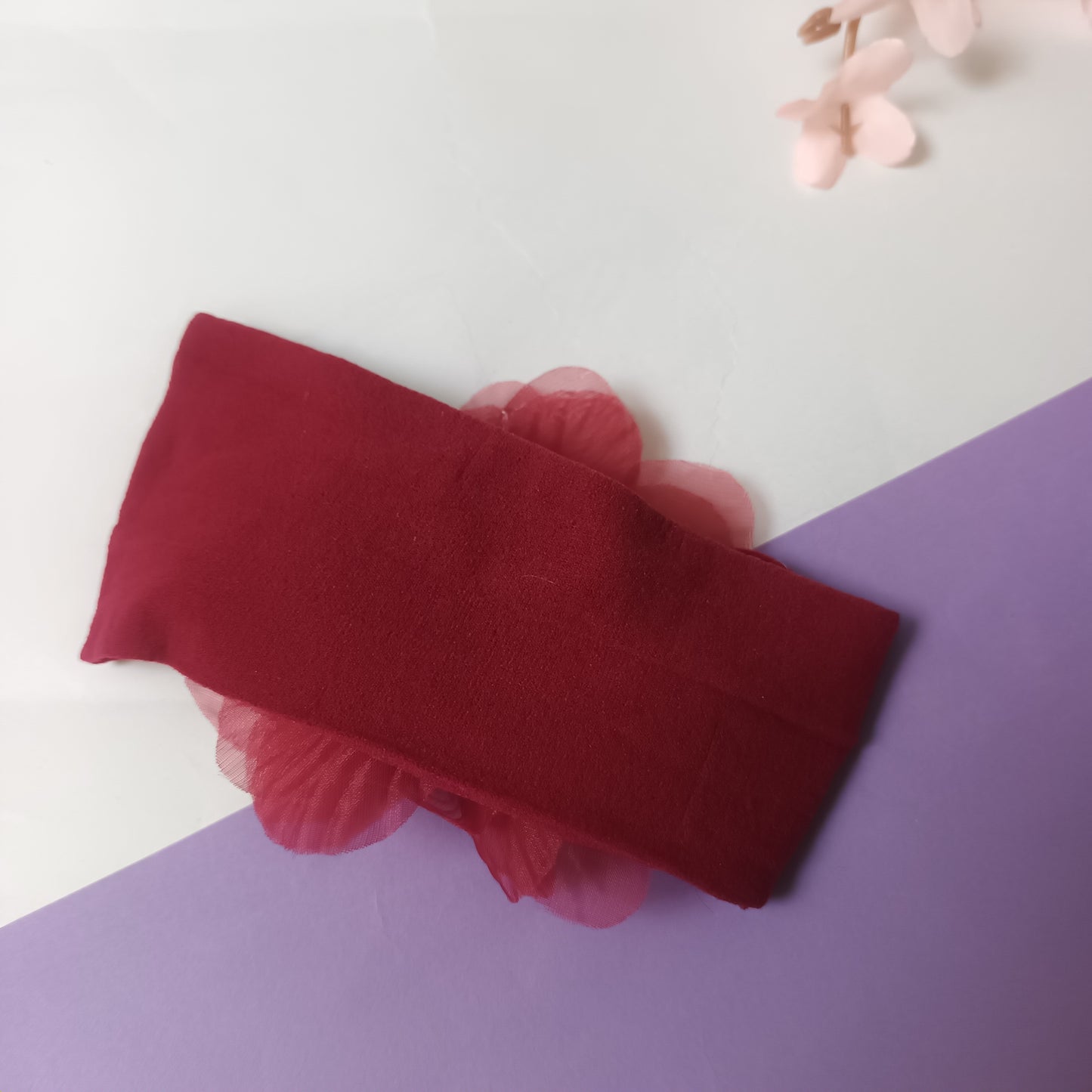 Riba maroon organza baby elastic head band