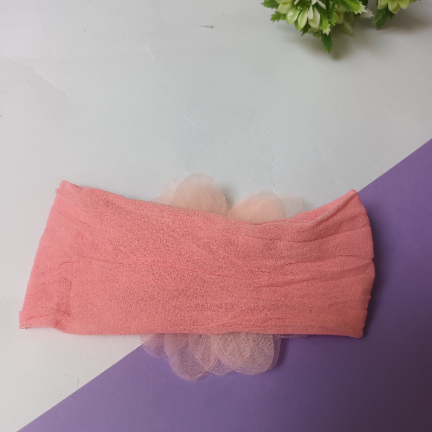 Riba baby pink organza baby elastic head band