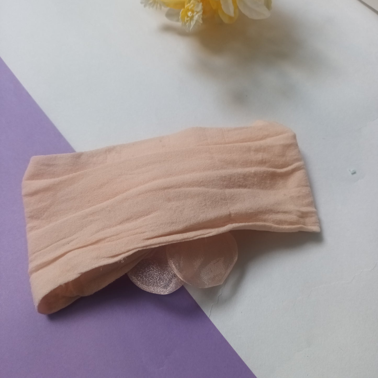 Riba peach organza baby elastic head band