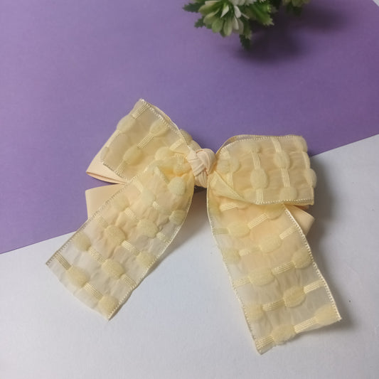 Aksa lemon yellow crush bow aligator pin