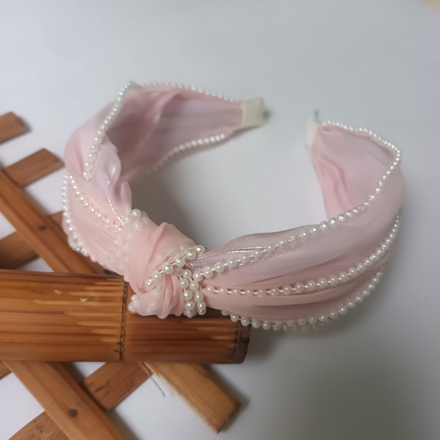 NAINA PINK Organza Pearl lace Head Band