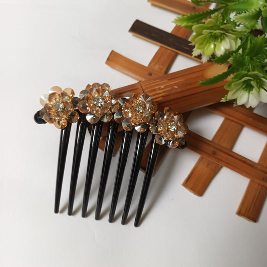 SARIA crystal multiflower golden hair comb