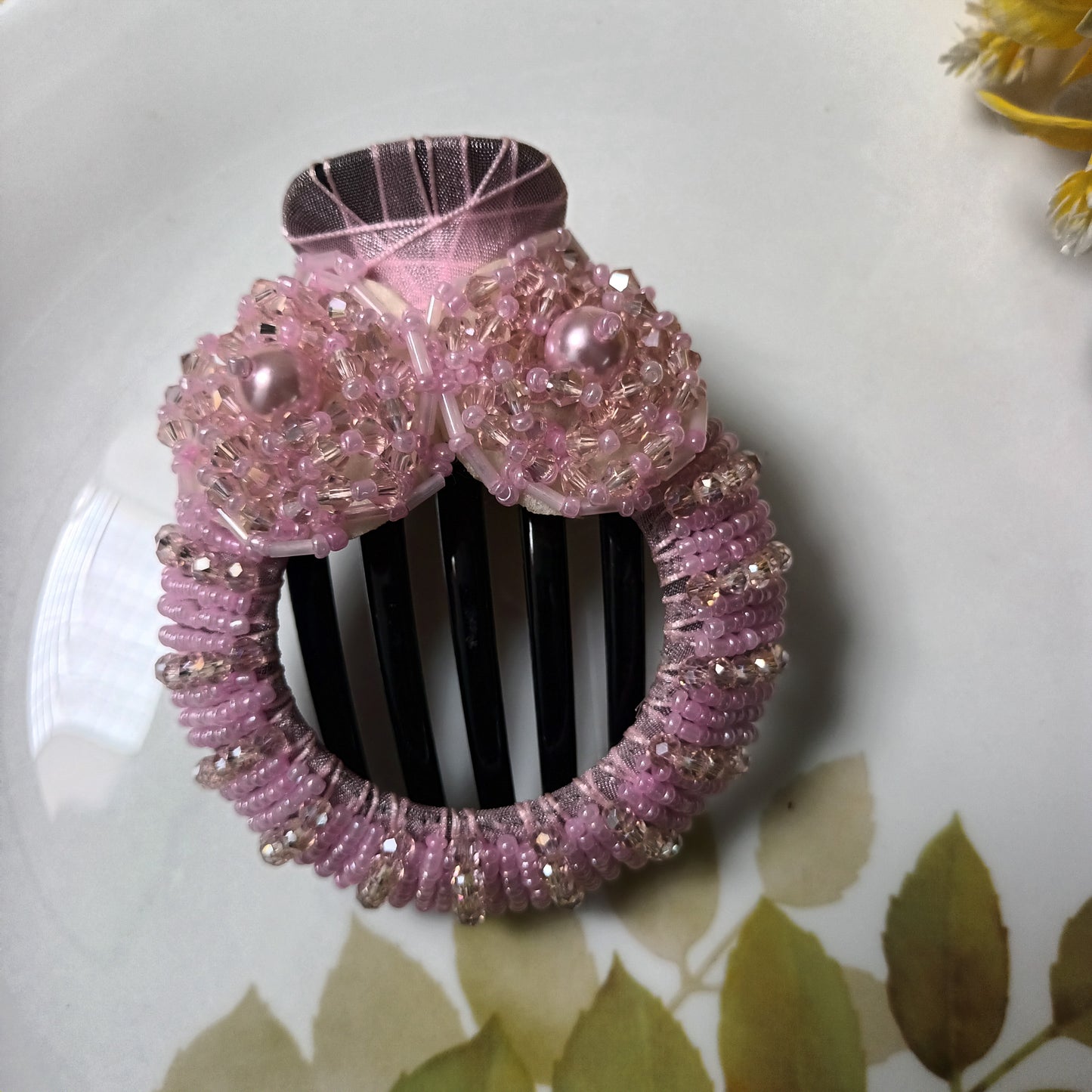 Asra crystal pink punja hair combs