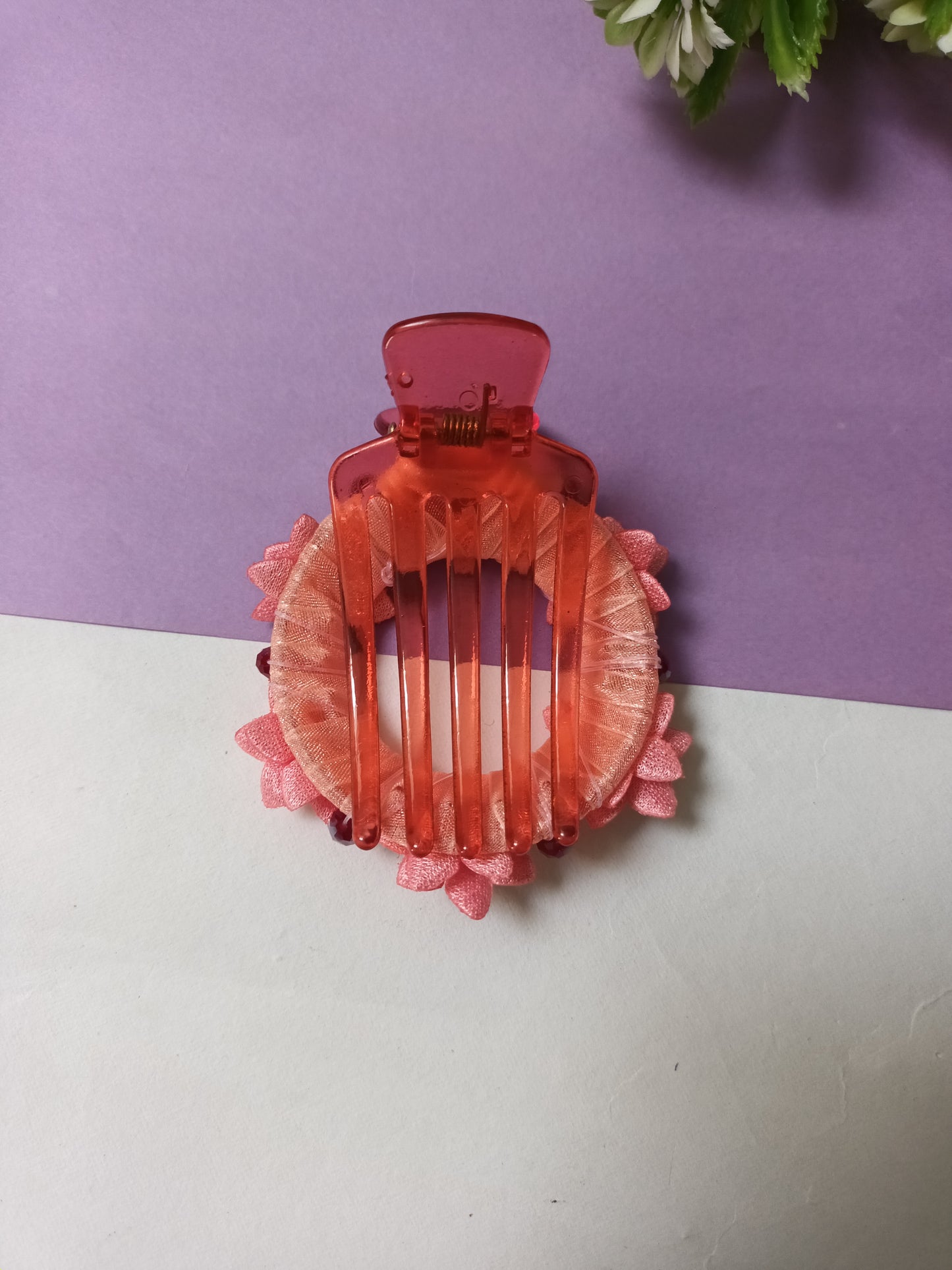 QIZRA pearl multiflower peach panja hair comb