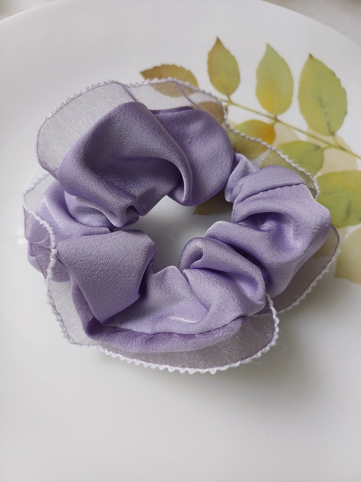 Mahina lavender satin organza scrunchie