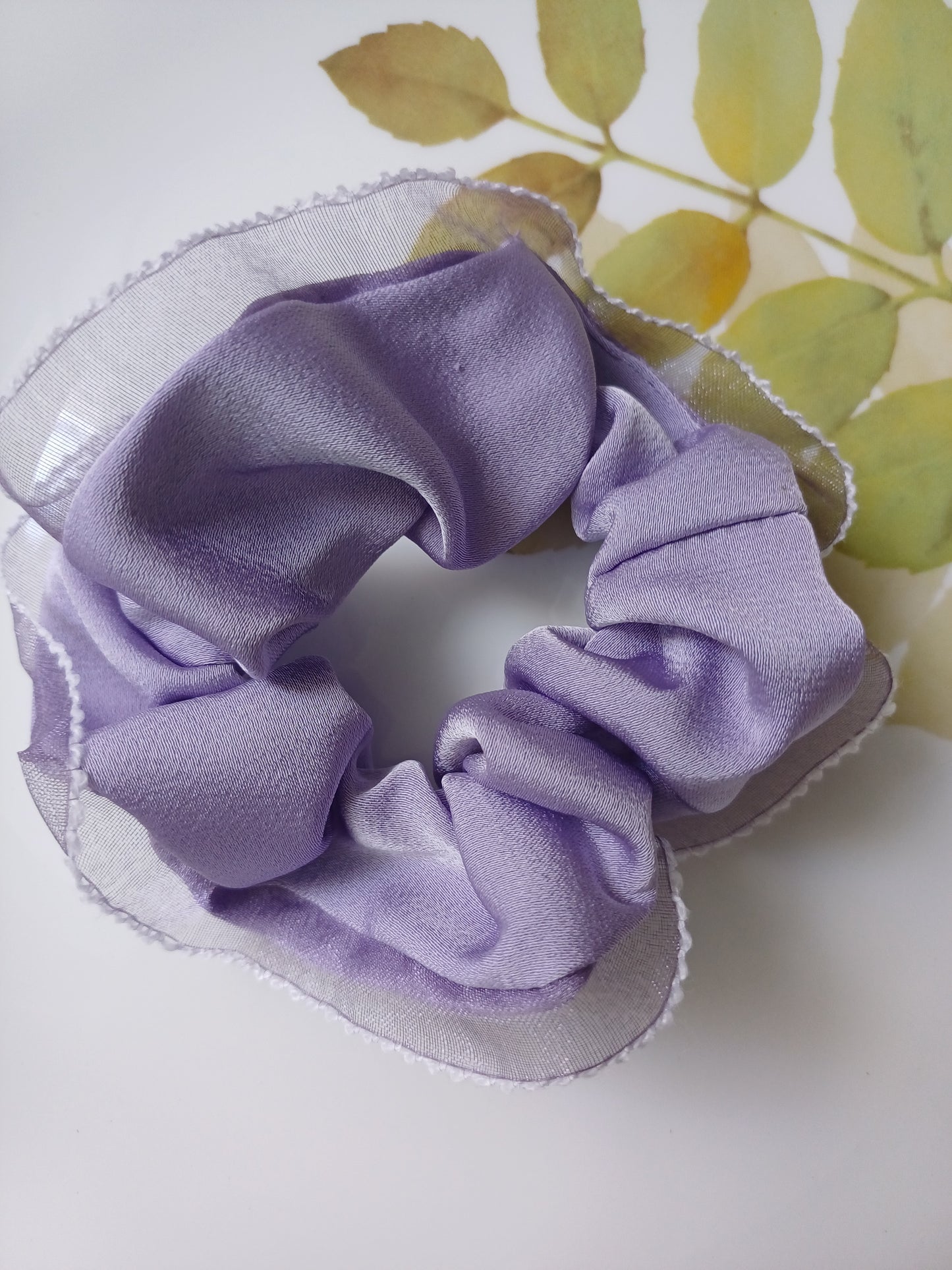 Mahina lavender satin organza scrunchie