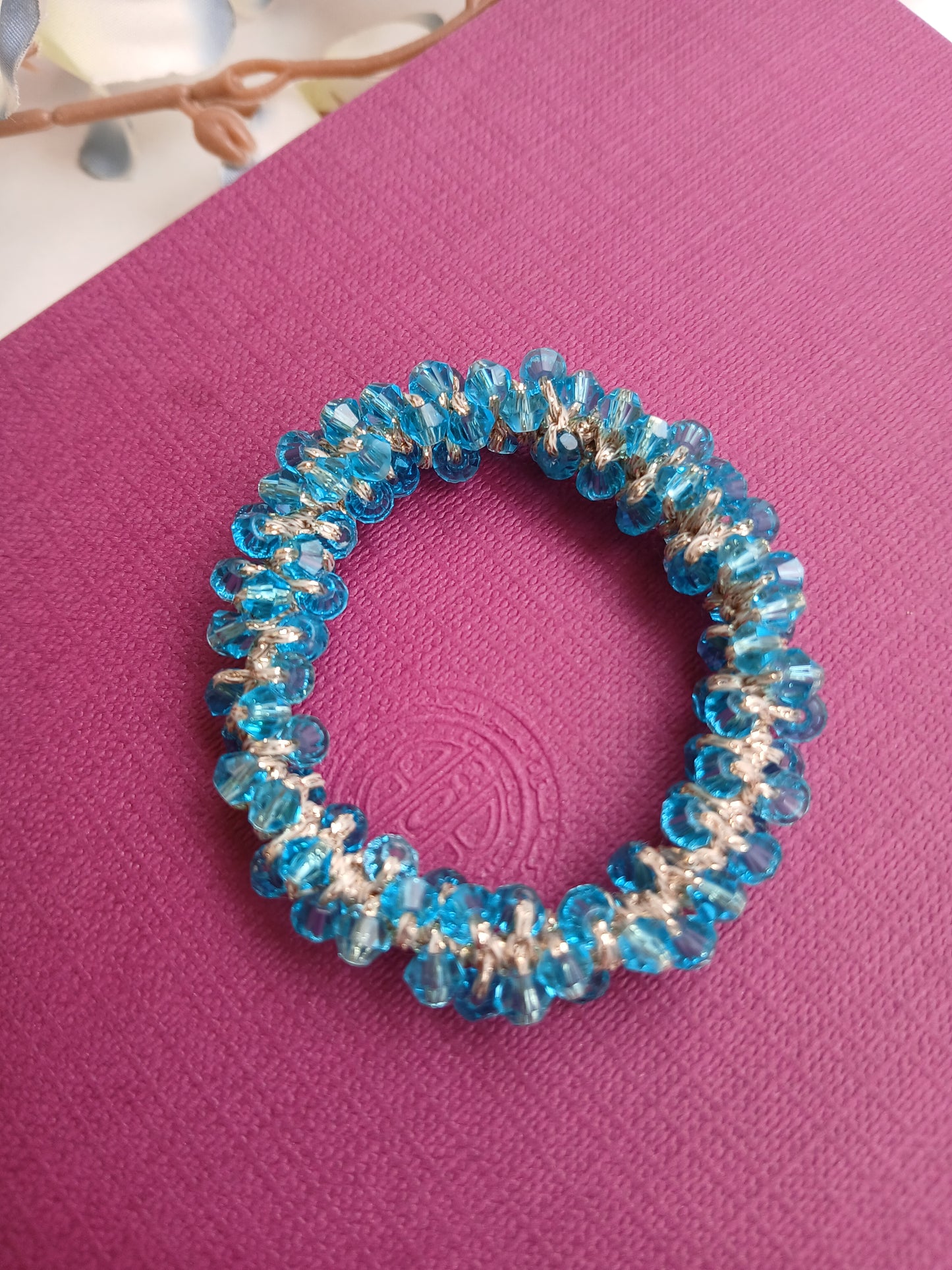 CHAMELI Skyblue-White  Crystal Rubber Bands