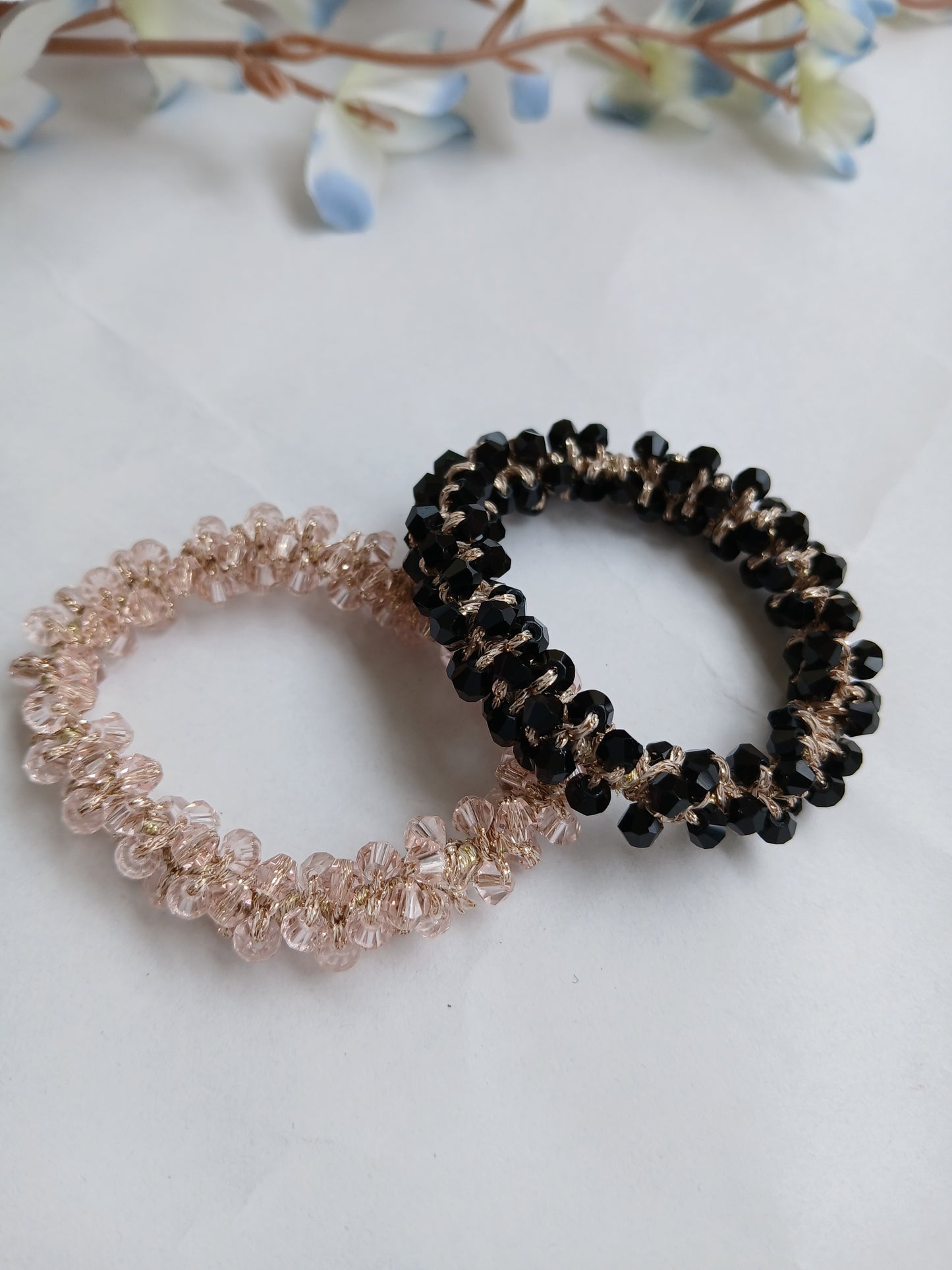 CHAMELI  Black-pink Crystal Rubber Bands