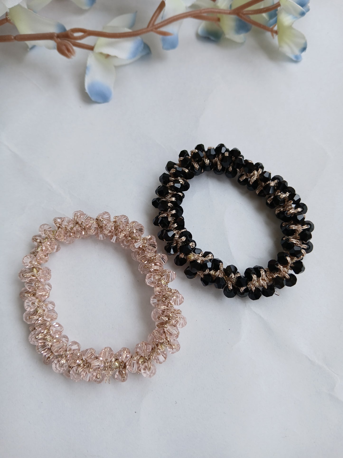 CHAMELI  Black-pink Crystal Rubber Bands