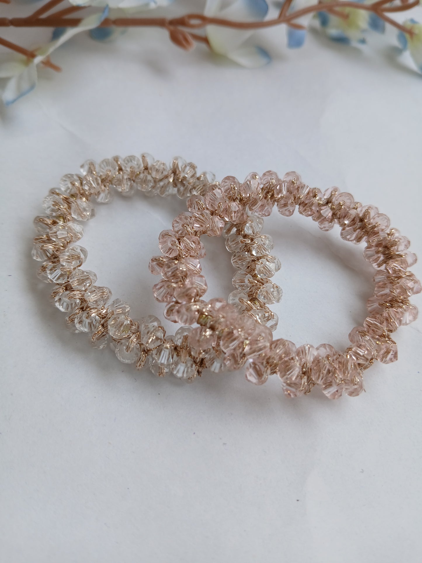 CHAMELI  Pink-White  Crystal Rubber Bands