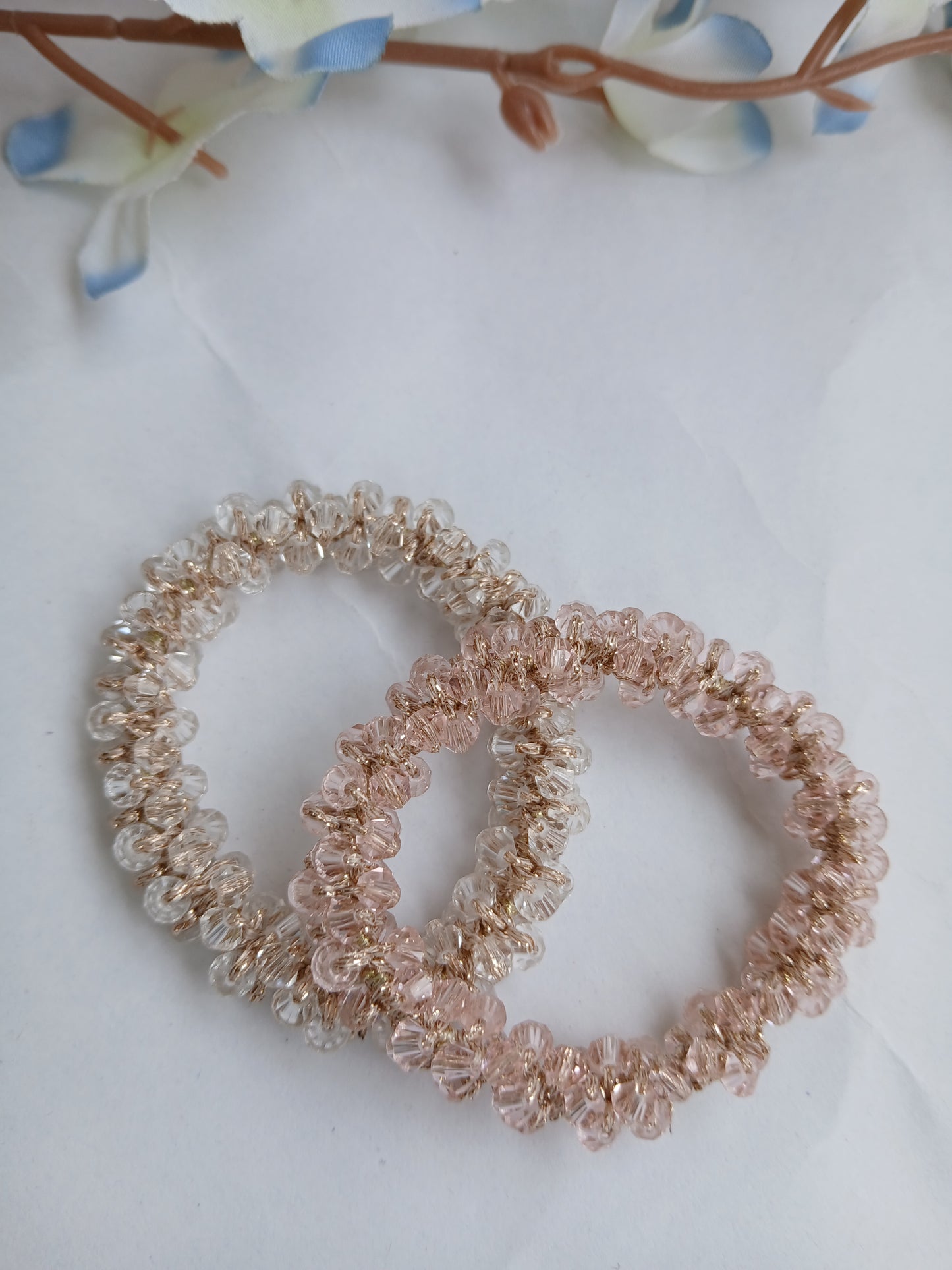 CHAMELI  Pink-White  Crystal Rubber Bands