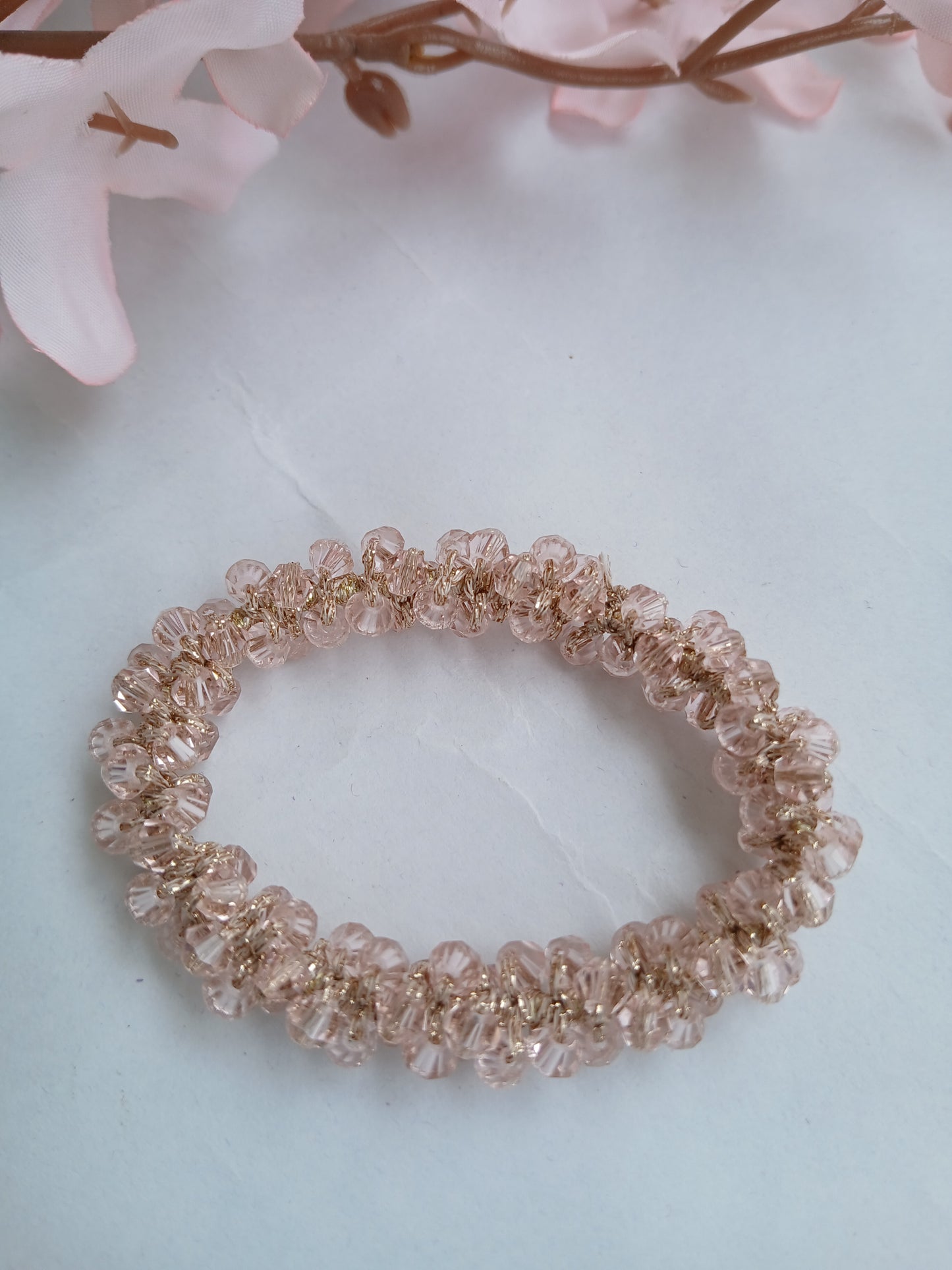 CHAMELI  Pink-White  Crystal Rubber Bands