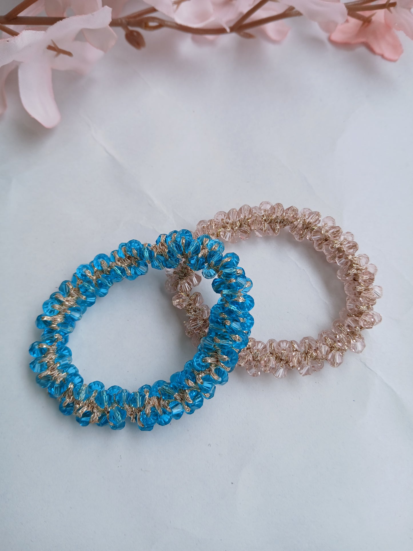 CHAMELI  Skyblue-pink Crystal Rubber Bands