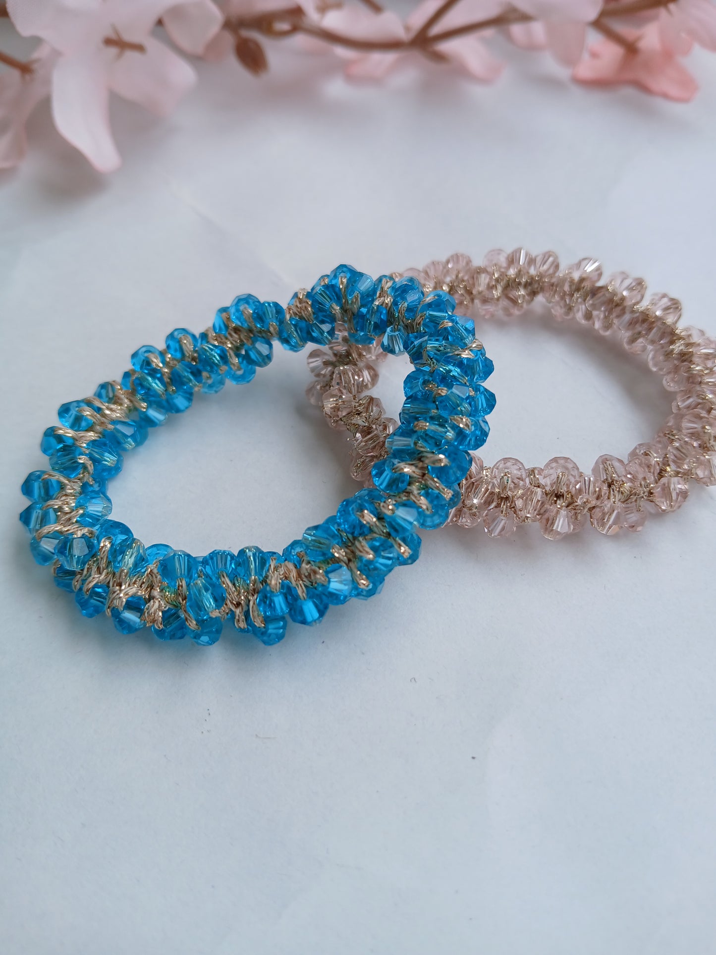 CHAMELI  Skyblue-pink Crystal Rubber Bands