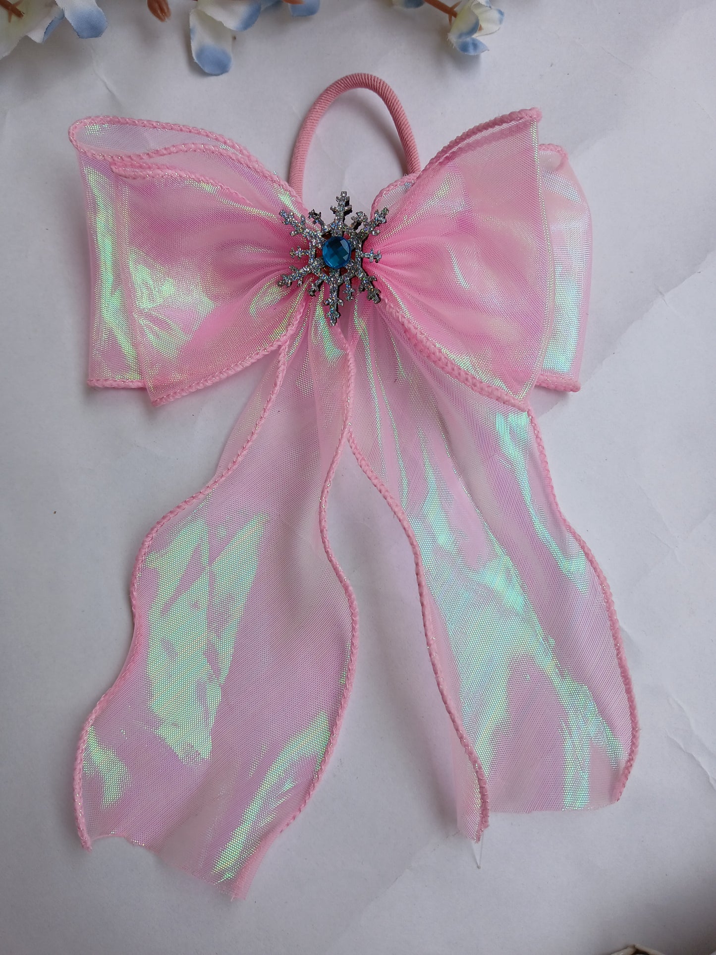 SIMRA Pink Organza Bow Rubber Band