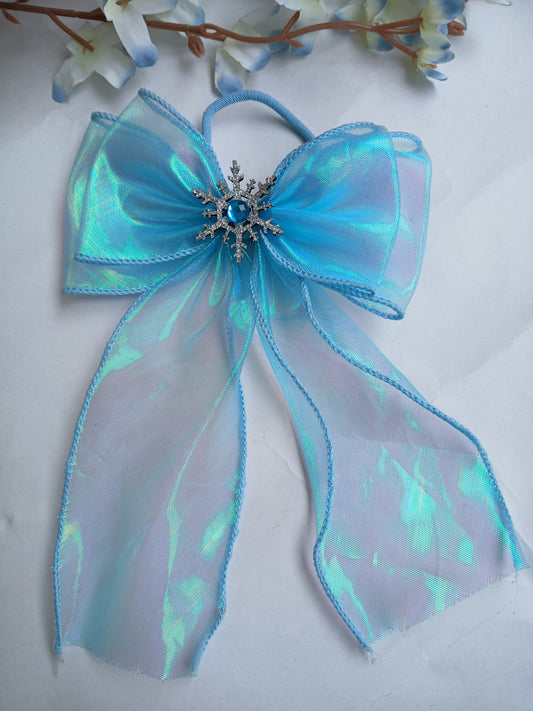 SIMRA aqua blue Organza Bow Rubber Band