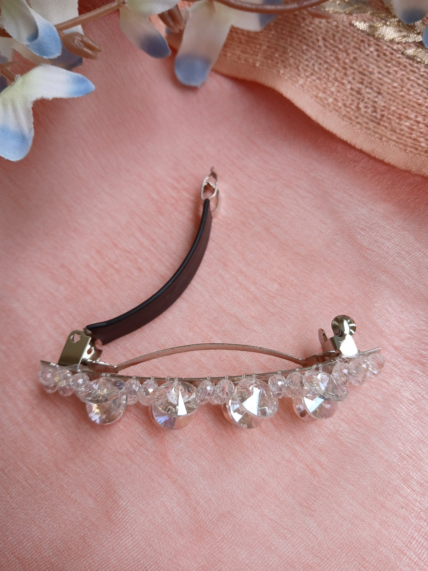 RIDA white dazzling crystal back clips