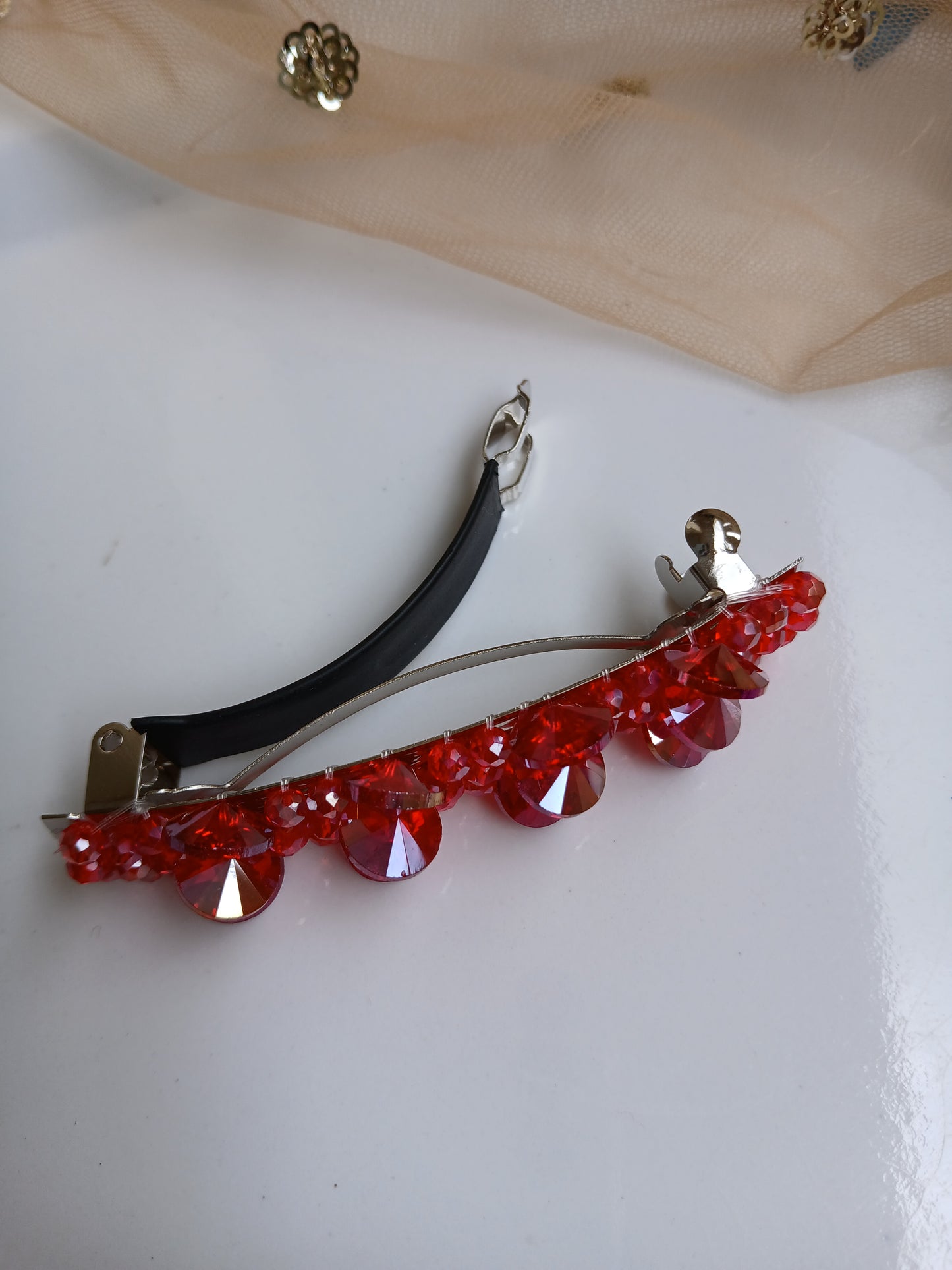 RIDA Red dazzling crystal back clips