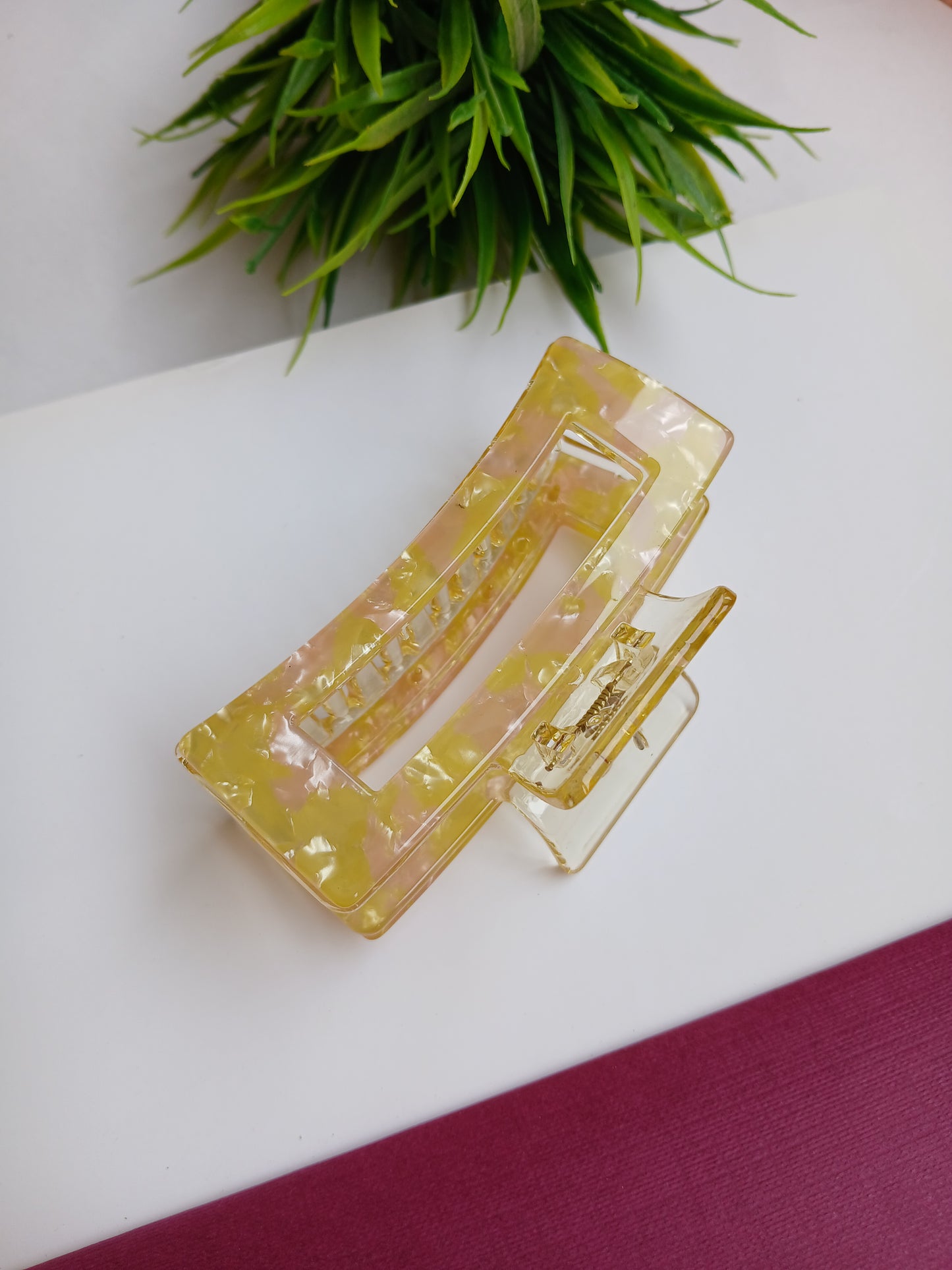 JABEEN Yellow Rectangular Acrylic Claw clip