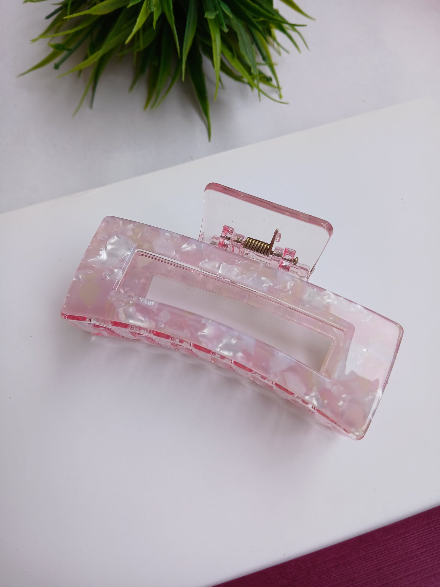 JABEEN PINK Rectangular Acrylic Claw clip