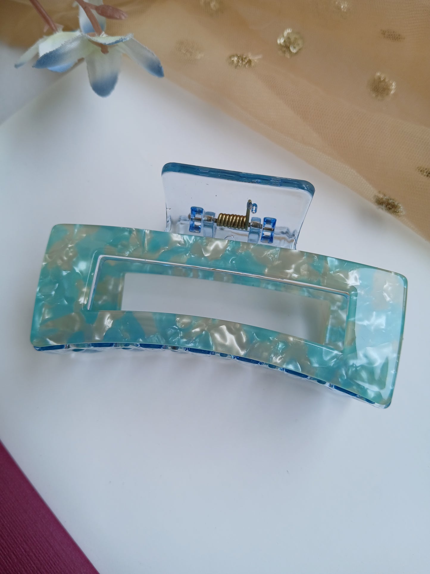 JABEEN Skyblue Rectangular Acrylic Claw clip