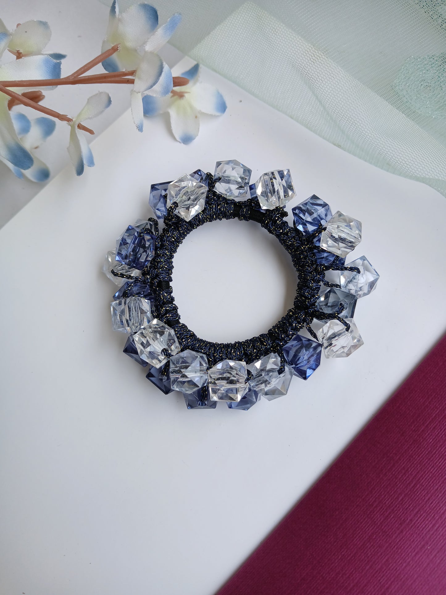 SHARMILI Blue Crystal Rubber Bands