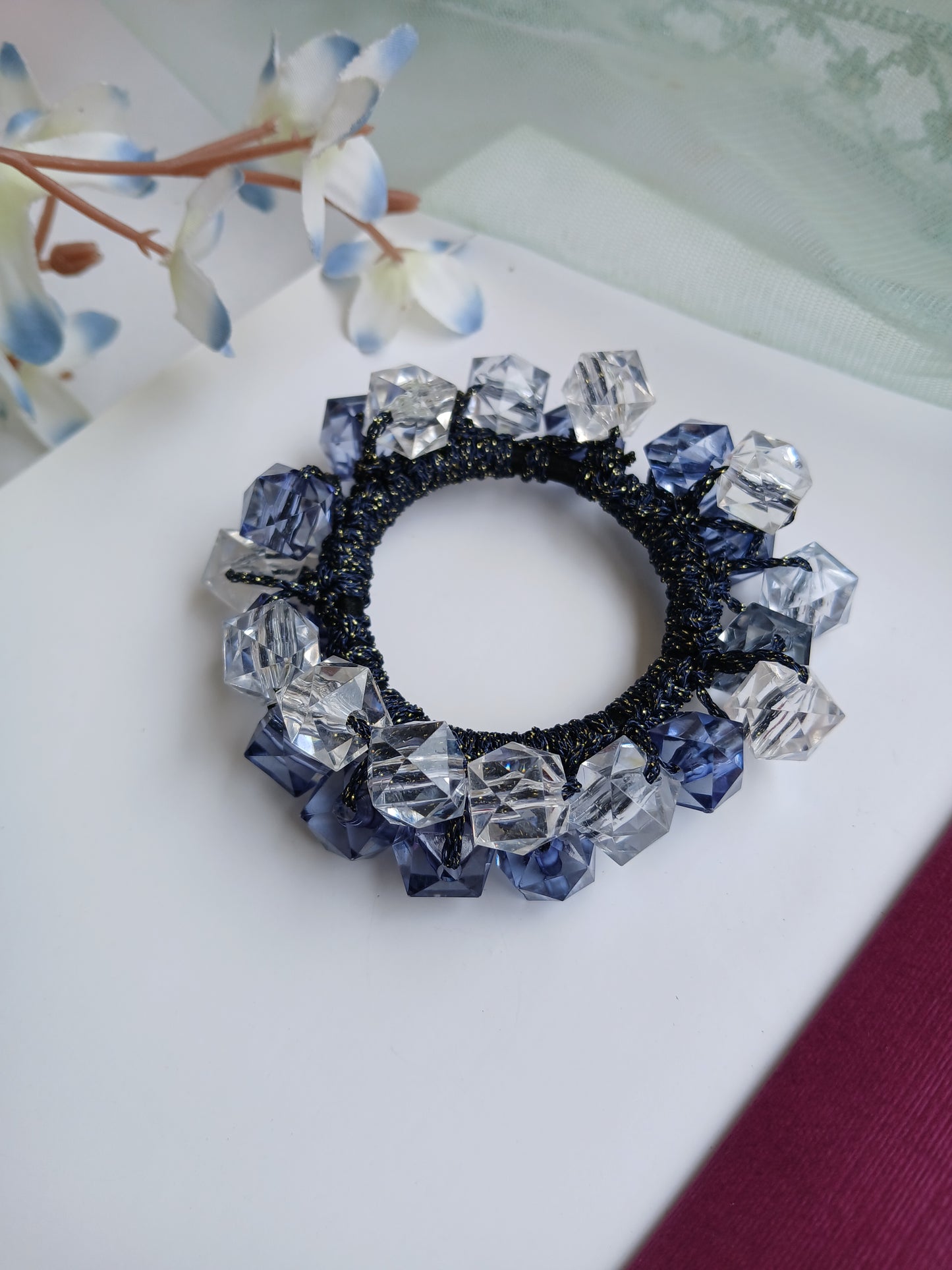 SHARMILI Blue Crystal Rubber Bands