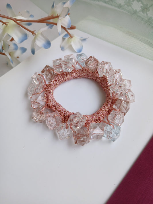 SHARMILI Pink Crystal Rubber Bands