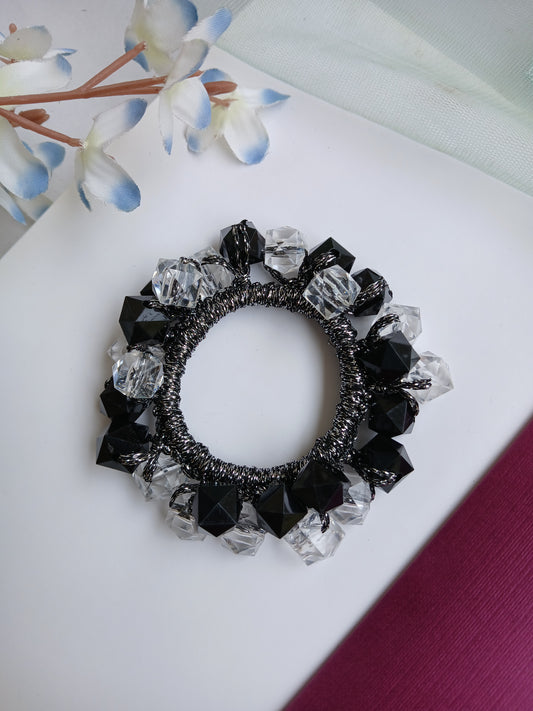 SHARMILI Black Crystal Rubber Bands