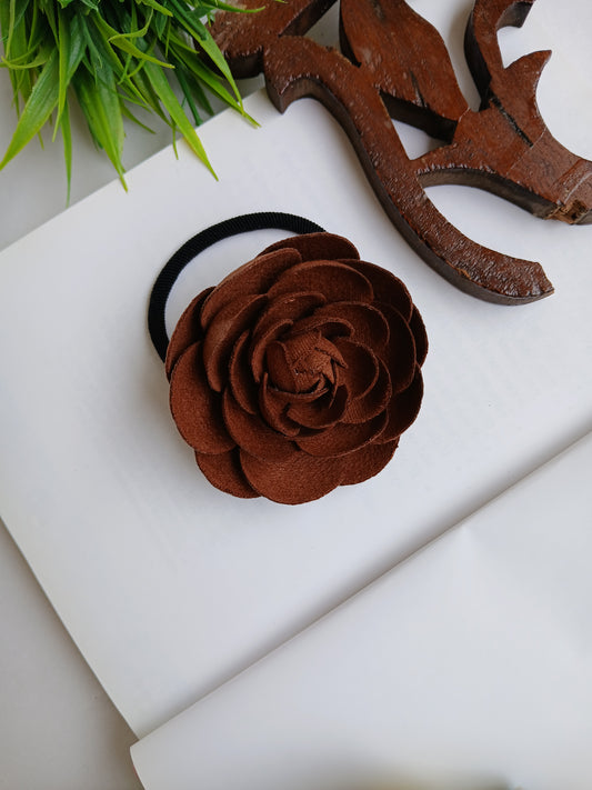 LAIBA Copper Brown ROSE Flower Rubber Band