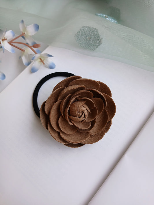 LAIBA Light Brown ROSE Flower Rubber Band