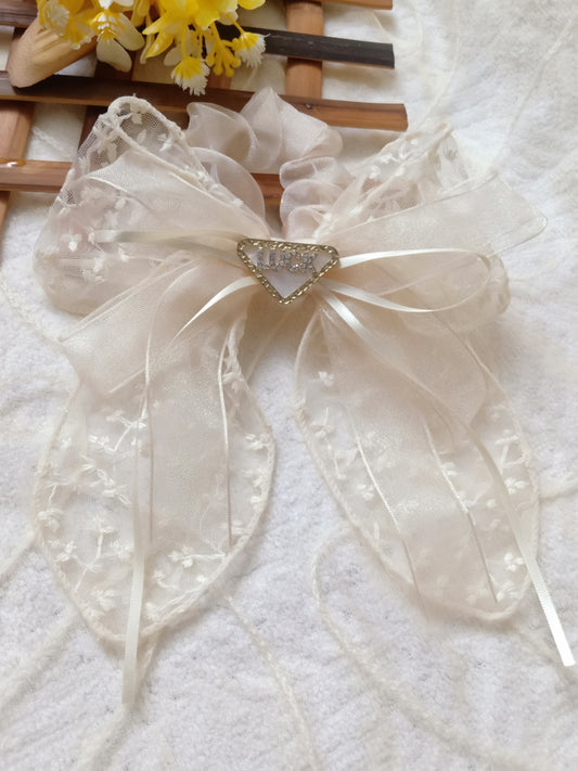 BELLE beige cream  organza bow Rb