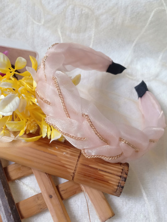 NAISHA Pink Organza  BRAIDED Head Band