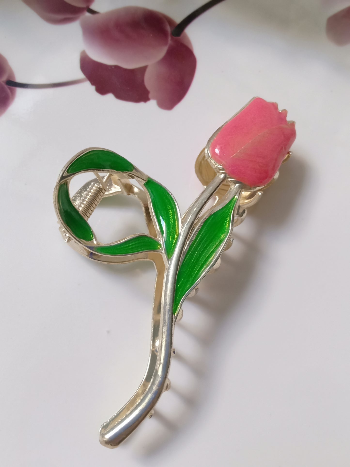 TULIP Pink Metal Claw Clip