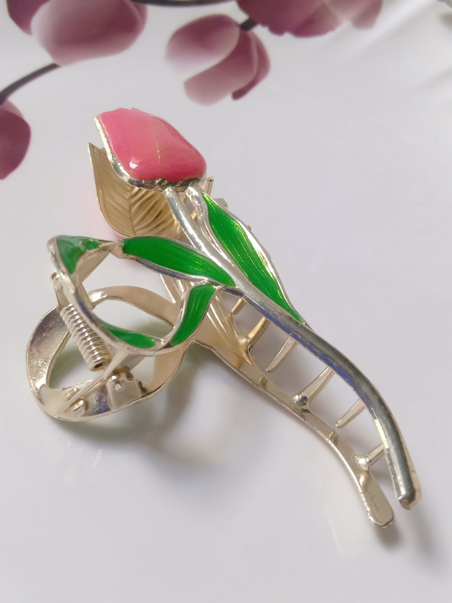 TULIP Pink Metal Claw Clip